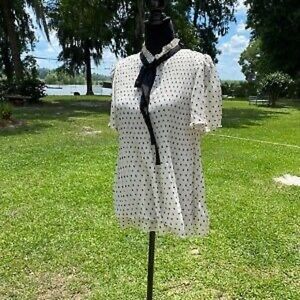 Max Studio size Small Blouse with Black Polka Dots